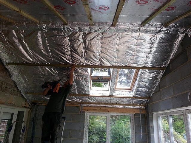 Sun room vaulted ceiling insulation